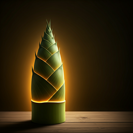 Abstract illustration of a glowing bamboo sprout growing upwards